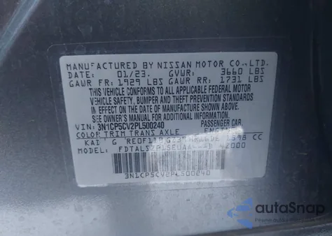 2023 Nissan Kicks Sv Xtronic Cvt из США, поврежденный, VIN 3N1CP5CV2PL500240